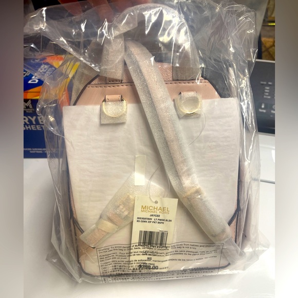 NWT Michael Kors Jaycee Mini Backpack Lt. Powder Blush XS Pink Logo 3" x 7" X 9" - Picture 2 of 6